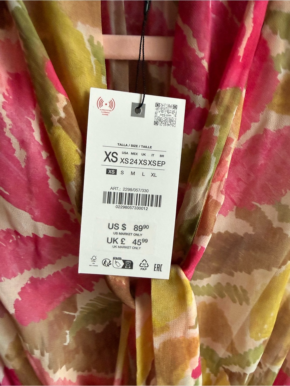 Zara Pink Yellow Green Floral Lightweight Dress XS - Picture 3 of 16
